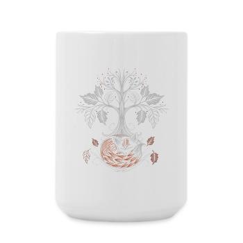 Schlafender Fuchs unter Lebensbaum - Herbstnacht - Große Tasse 440 ml - Weiß - Vorne