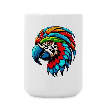 Harlekin Papagei - Große Tasse 440 ml - Weiß - Vorne