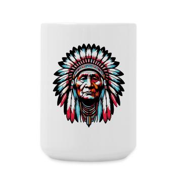 Amerikanisch, Indianer, Amerikaner - Große Tasse 440 ml - Weiß - Vorne
