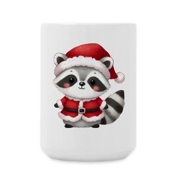 Waschbär in Santa-Kostüm – Süßes Weihnachtsmotiv - Große Tasse 440 ml - Weiß - Vorne