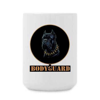 Bullmastiff Dog with Spiked Collar - black - Large Mug 440 ml - white - Front