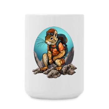 Squirrel Mountaineer / Hiking Squirrel - Large Mug 440 ml - white - Front