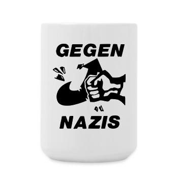 Gegen Nazis - Große Tasse 440 ml - Weiß - Vorne