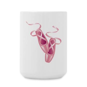 Pink Ballet Shoes & Satin Ribbon - Elegant Dance Motif - Large Mug 440 ml - white - Front