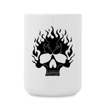 Black Flaming Skull - Large Mug 440 ml - white - Front