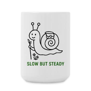 Wanderschnecke Slow but Steady - Große Tasse 440 ml - Weiß - Vorne