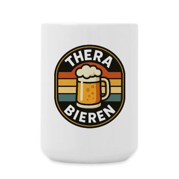 THERA-BIEREN – Retro Bierkrug Badge - Große Tasse 440 ml - Weiß - Vorne