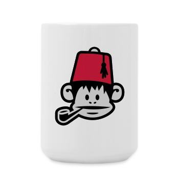 monkey fez ape primat affe pipe smoker - Große Tasse 440 ml - Weiß - Vorne