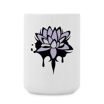 abstraktes Lotos Blüten Seerosen Graffiti - Große Tasse 440 ml - Weiß - Vorne