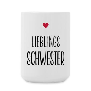 Schwester Lieblingsschwester Herz Geschenk - Große Tasse 440 ml - Weiß - Vorne
