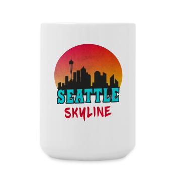 Seattle skyline at sunset/gift - Large Mug 440 ml - white - Front
