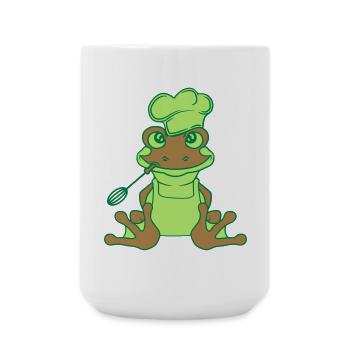 koch chef kochen lecker essen muetze schuerze gril - Große Tasse 440 ml - Weiß - Vorne