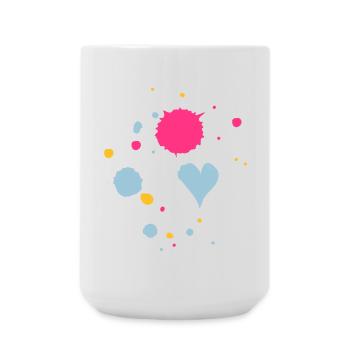 Gouttes de peinture et un coeur - Grande tasse 440 ml - blanc - Devant