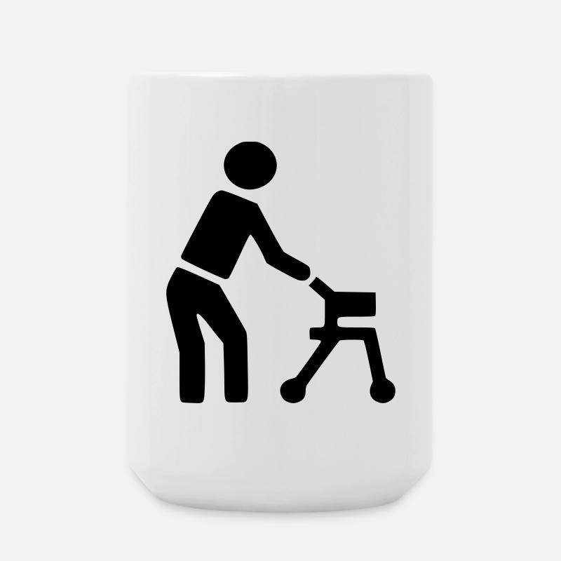 Behinderte Person hinter Rollator # - Große Tasse 440 ml - Weiß