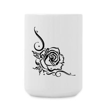 Rose with filigree ornament, in love - Large Mug 440 ml - white - Front