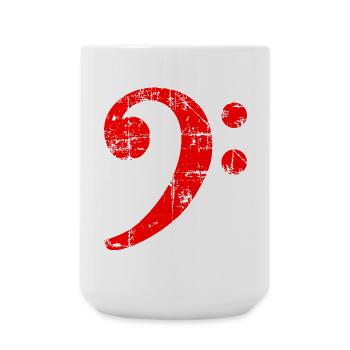 Bass Clef Vintage Musical Symbols Design (Rouge) - Grande tasse 440 ml - blanc - Devant