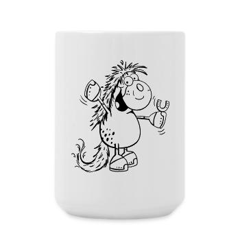 Happy Pferd - Pferde - Pony - Horse - Große Tasse 440 ml - Weiß - Vorne