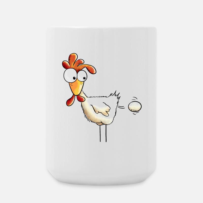 Plopp es ist raus das Ei - Huhn - Hahn - Gockel - Große Tasse 440 ml - Weiß