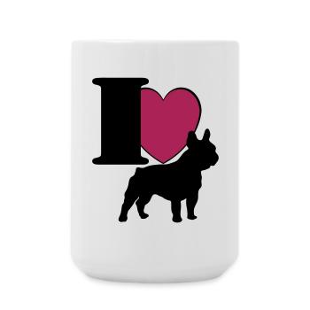 Bouledogue français j'adore ... / + - Grande tasse 440 ml - blanc - Devant