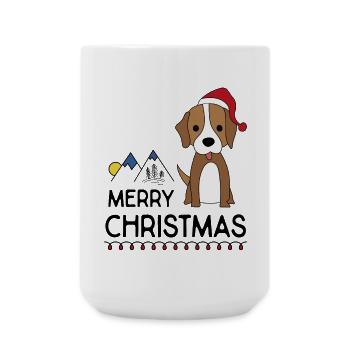 Noël drôle avec un chien pour des amis - Grande tasse 440 ml - blanc - Devant