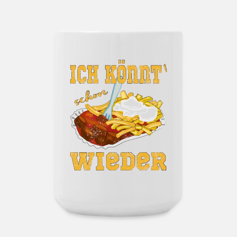 Currywurst Pommes in der Schale - Große Tasse 440 ml - Weiß