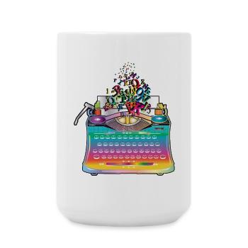 Machine à écrire antique hétéroclite avec lettres - Grande tasse 440 ml - blanc - Devant