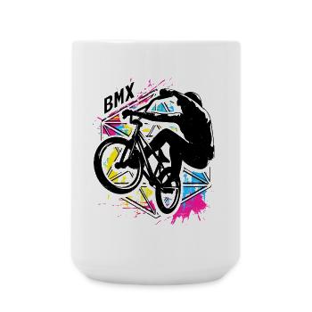 Buntes Bmx | Bmx Fahrrad Farbenfreudig | Bmx Rad - Große Tasse 440 ml - Weiß - Vorne