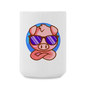 Kleines Ferkel mit Sonnenbrille - Große Tasse 440 ml - Weiß - Vorne