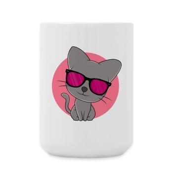 Cute grey kitten - Large Mug 440 ml - white - Front