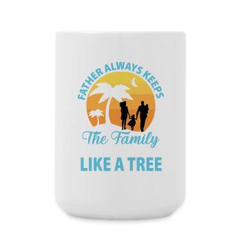 Vater hält Familie wie einen Baum - Große Tasse 440 ml - Weiß - Vorne