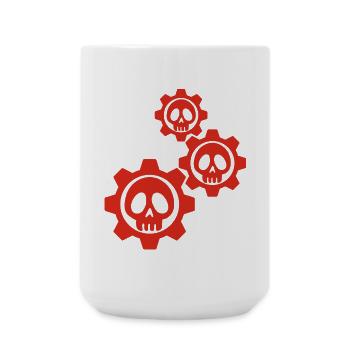 Totenköpfe und rote Zahnräder - Große Tasse 440 ml - Weiß - Vorne