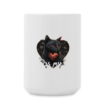 My cat is my Valentine - Large Mug 440 ml - white - Front