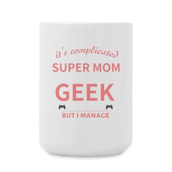 Super Mom Geek Balance - Große Tasse 440 ml - Weiß - Vorne