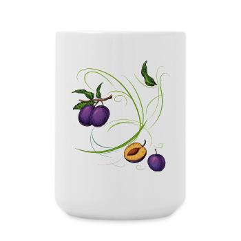 Pflaumen, Obst - Große Tasse 440 ml - Weiß - Vorne