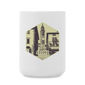 Ascona Stadtszene Vintage Stamp - Große Tasse 440 ml - Weiß - Vorne