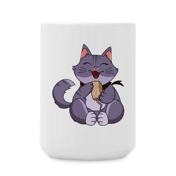 Chat violet gourmande - Grande tasse 440 ml - blanc - Devant