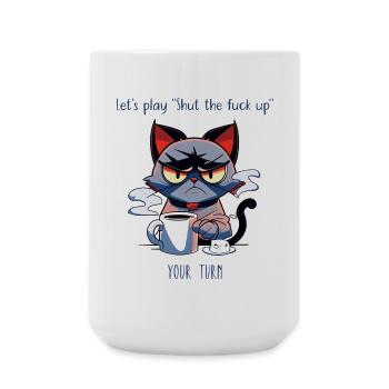 Grim Cat Coffee Sarcasm Saying - Large Mug 440 ml - white - Front
