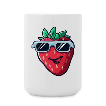 Fraise fraîche avec lunettes de soleil - Fruité - Grande tasse 440 ml - blanc - Devant