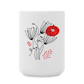 filigrane zarte Blüten, Flowers - Große Tasse 440 ml - Weiß - Vorne