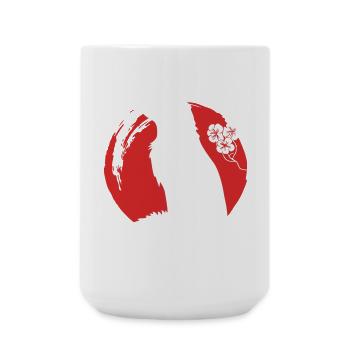 Fox Silhouette Japanese - Large Mug 440 ml - white - Front