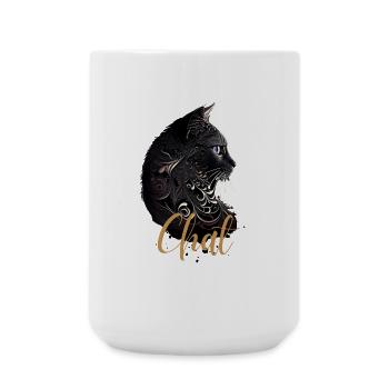 Katzenmama Zier-Schwarzes Gold - Große Tasse 440 ml - Weiß - Vorne