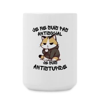 Chat Rebelle Hoodie Grinçant - Grande tasse 440 ml - blanc - Devant