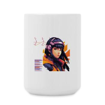 Heldin Neo-Cyber Anime DJ - Große Tasse 440 ml - Weiß - Vorne
