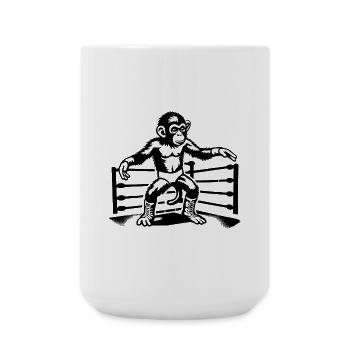 Wrestling Monkey World - Große Tasse 440 ml - Weiß - Vorne