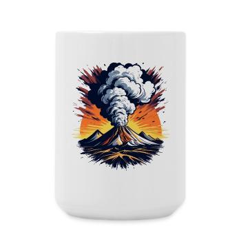 Volcanic eruption, eruption with ash cloud and lava - Large Mug 440 ml - white - Front