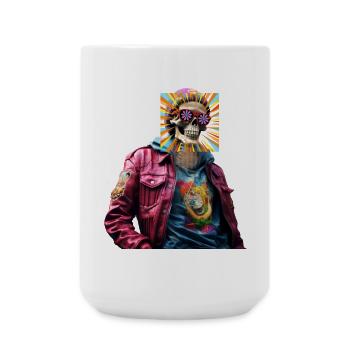 Skull With Pop Art - Large Mug 440 ml - white - Front