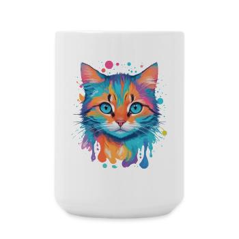 Niedliche Katze - Große Tasse 440 ml - Weiß - Vorne
