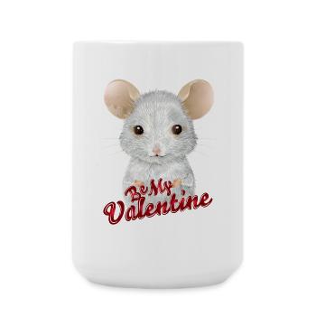 niedliche weiße Maus zum Valentinstag - Große Tasse 440 ml - Weiß - Vorne