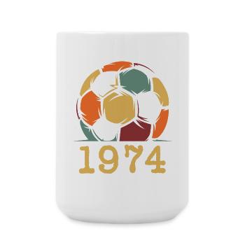 vintage retro football 1974 anniversary birthday - Large Mug 440 ml - white - Front