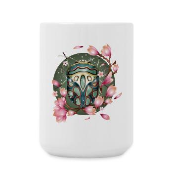 exotisches afrikanisches Krabbeltier mit Magnolien - Große Tasse 440 ml - Weiß - Vorne